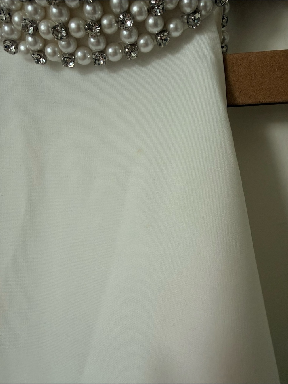 NWT Retrofete Penelope dress White Pearl-Trim Halter Mini Dress Size Small - Picture 5 of 9